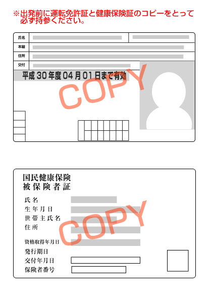 運転免許証と保険証のコピー